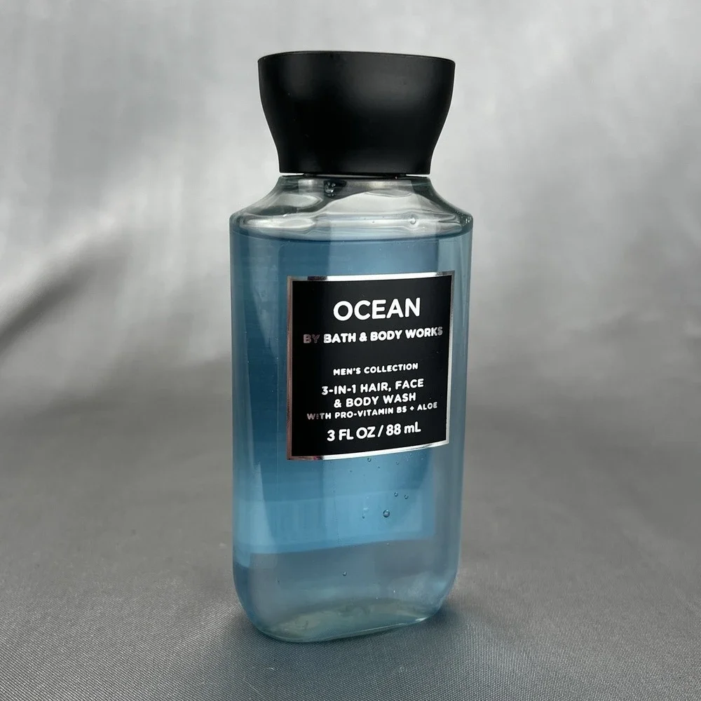 Bath & Body Works Ocean 3pc Gift Set Bundle for Men Candle & Body Wash Full Mini